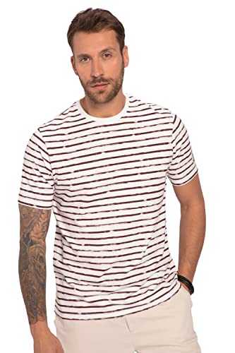 JP 1880 Herren große Größen Übergrößen Menswear L-8XL T-Shirt, Halbarm, Ringel, Rundhals marsalarot 6XL 815954540-6XL von JP 1880