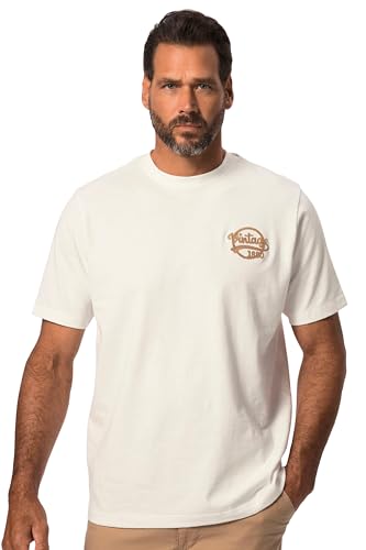 JP 1880 Herren große Größen Übergrößen Menswear L-8XL T-Shirt, Halbarm, Rundhals, Vintage Bruststick, bis 8 XL Offwhite 6XL 825205200-6XL von JP 1880