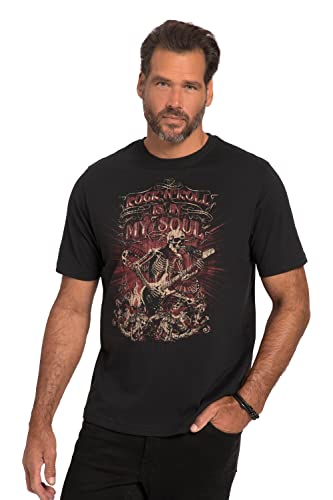 JP 1880 Herren große Größen Übergrößen Menswear L-8XL T-Shirt, Halbarm, Skelett Print, Rundhals schwarz 4XL 818516100-4XL von JP 1880