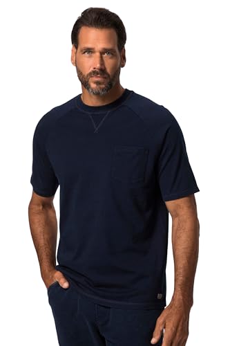 JP 1880 Herren große Größen Übergrößen Menswear L-8XL T-Shirt, Halbarm, Vintage-Look, Rundhals, bis 8 XL Dark Blue Denim L 825528903-L von JP 1880