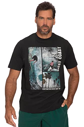 JP 1880 Herren große Größen Übergrößen Menswear L-8XL T-Shirt, Halbarm, West Coast Print, Rundhals schwarz 5XL 817697100-5XL von JP 1880