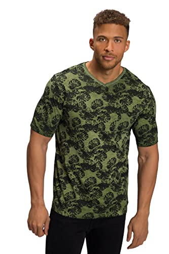 JP 1880 Herren, Halbarm, floraler Print, Flammjersey T-Shirt, Oliv, L von JP 1880