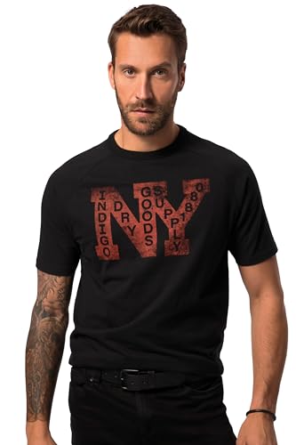 JP 1880 Herren große Größen Übergrößen Menswear L-8XL T-Shirt, Raglan-Halbarm, Brust-Print, Rundhals, bis 8 XL schwarz XXL 826110111-XXL von JP 1880