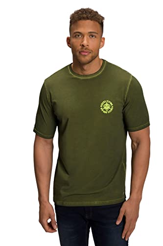 JP 1880 Herren große Größen Übergrößen Menswear L-8XL T-Shirt FLEXNAMIC®, Halbarm, Oil Dyed, Print, bis 8 XL Oliv 7XL 805826440-7XL von JP 1880