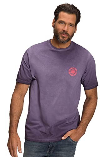 JP 1880 Herren große Größen Übergrößen Menswear L-8XL T-Shirt FLEXNAMIC®, Halbarm, Oil Dyed, Print, bis 8 XL dunkel violett 3XL 805826120-3XL von JP 1880