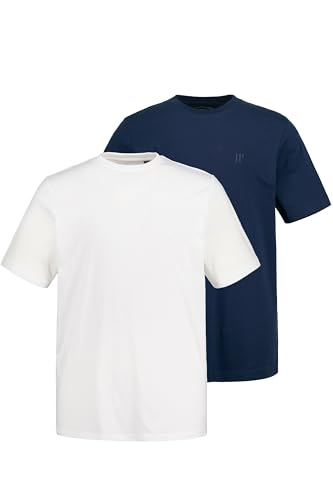 JP 1880 Herren große Größen Übergrößen Menswear L-8XL T-Shirts, Basic, 2er-Pack, Rundhals, bis 8XL Nachtblau 4XL 702637139-4XL von JP 1880