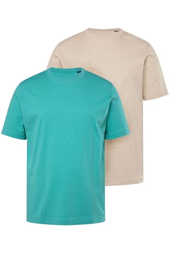 JP 1880 Herren große Größen Übergrößen Menswear L-8XL T-Shirts, Basic, 2er-Pack, Rundhals, bis 8XL türkis XXL 702637738-XXL von JP 1880
