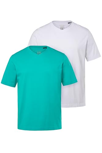 JP 1880 Herren große Größen Übergrößen Menswear L-8XL T-Shirts, Basic, 2er-Pack, V-Ausschnitt, Halbarm, bis 8 XL helles karibikgrün XXL 711318453-XXL von JP 1880