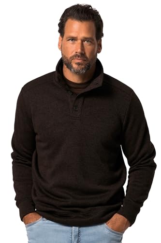 JP 1880 Herren Strickfleece Troyer, Knopfleiste, 1/1 Sweatshirt, Dunkelbraun, 3XL von JP 1880