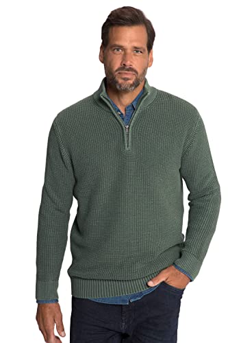 JP 1880 Herren große Größen Übergrößen Menswear L-8XL Troyer, Vintage Look, Stehkragen-Einsatz, Zipper trübes grün 4XL 812806198-4XL von JP 1880