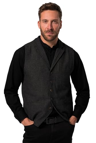 JP 1880 Herren große Größen Übergrößen Menswear L-8XL Tweed-Weste FLEXNAMIC®, Revers, Strickrücken schwarz 6XL 828736100-6XL von JP 1880