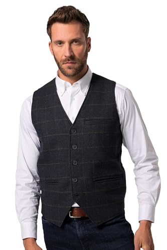 JP 1880 Herren große Größen Übergrößen Menswear L-8XL Weste, Karo, Strickrücken, bis 7 XL navy blau 7XL 829374130-7XL von JP 1880