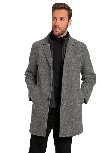 JP 1880 Herren große Größen Übergrößen Menswear L-8XL Wollmix-Mantel FLEXNAMIC®, Reverskragen, Knopfleiste grau melange 3XL 821070123-3XL von JP 1880