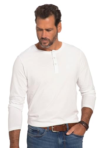 JP 1880 Herren große Größen Übergrößen Menswear L-8XL Henley, Basic, Shirt, Langarm, Knopfleiste, bis 8XL schneeweiß 4XL 702555200-4XL von JP 1880