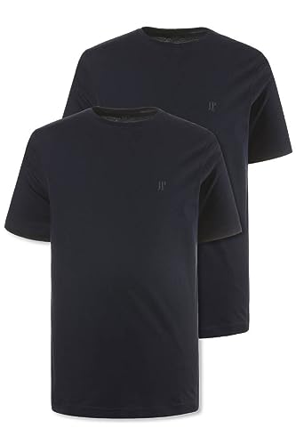 JP 1880 Herren L-8XL bis 8XL, T-Shirt im Doppelpack, Basic-Shirt aus Reiner Jerseyqualität, Rundhals, Bequeme Passform dunkel Marine 4XL 702637750-4XL von JP 1880