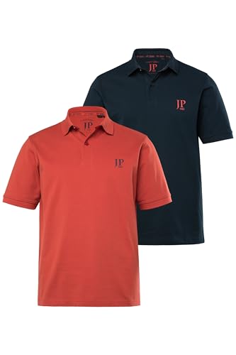 JP1880 Herren Poloshirts, Basic, 2er-Pack, Piqué, gekämmte Baumwolle Hemd, Ziegelrot, 56 von JP 1880