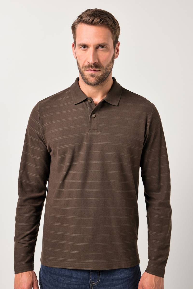 Große Größen JP AWARE Langarm-Poloshirt, Herren, braun, Größe: XL, Polyester, JP-Aware von JP-Aware