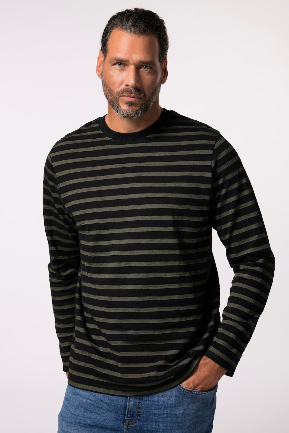 Große Größen JP AWARE Langarmshirt, Herren, schwarz, Größe: 6XL, Baumwolle, JP-Aware von JP-Aware