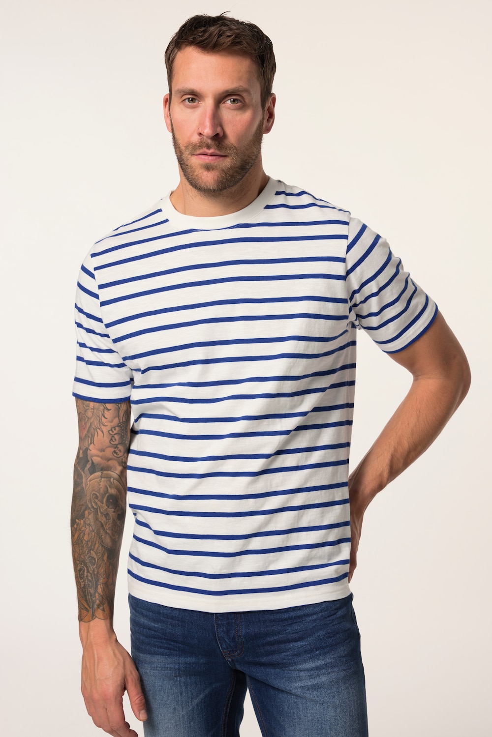 Große Größen JP AWARE Ringelshirt, Herren, beige, Größe: 3XL, Baumwolle, JP-Aware von JP-Aware