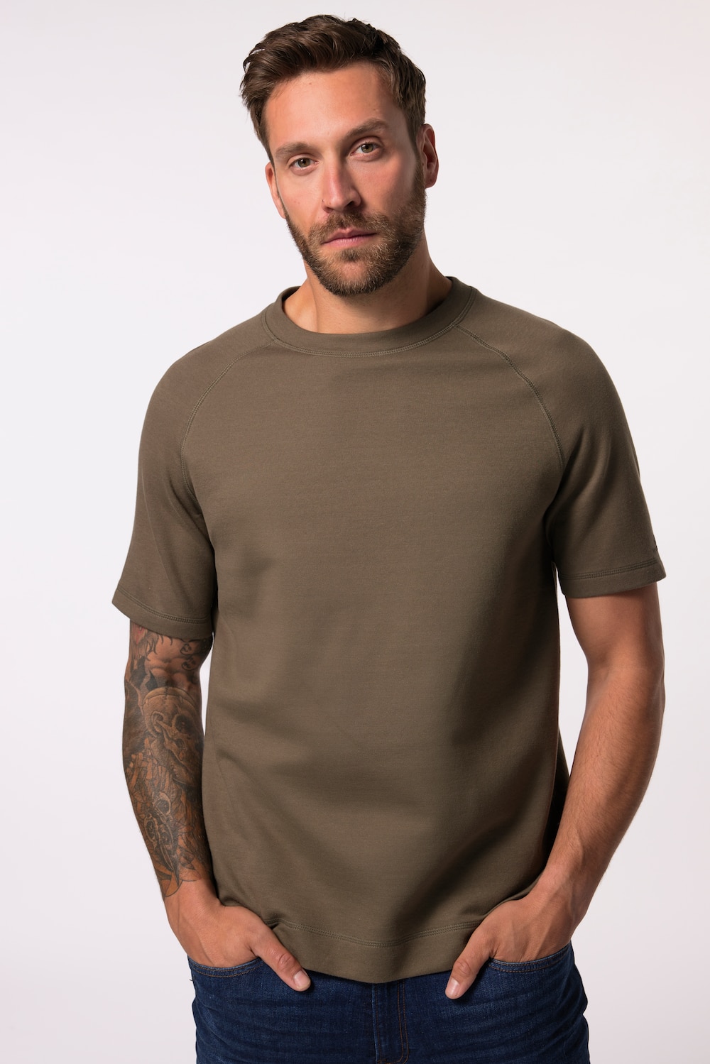 Große Größen Raglanshirt, Herren, braun, Größe: 4XL, Baumwolle, JP-Aware von JP-Aware