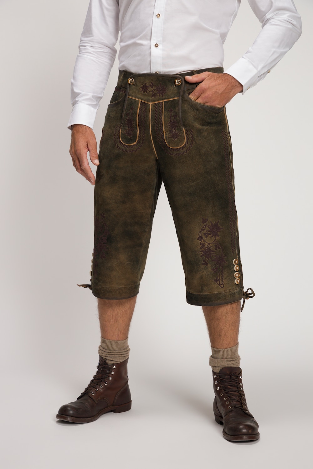 Große Größen 3/4-Trachtenlederhose, Herren, braun, Größe: 60, Polyester/Leder, JP1880 von JP1880