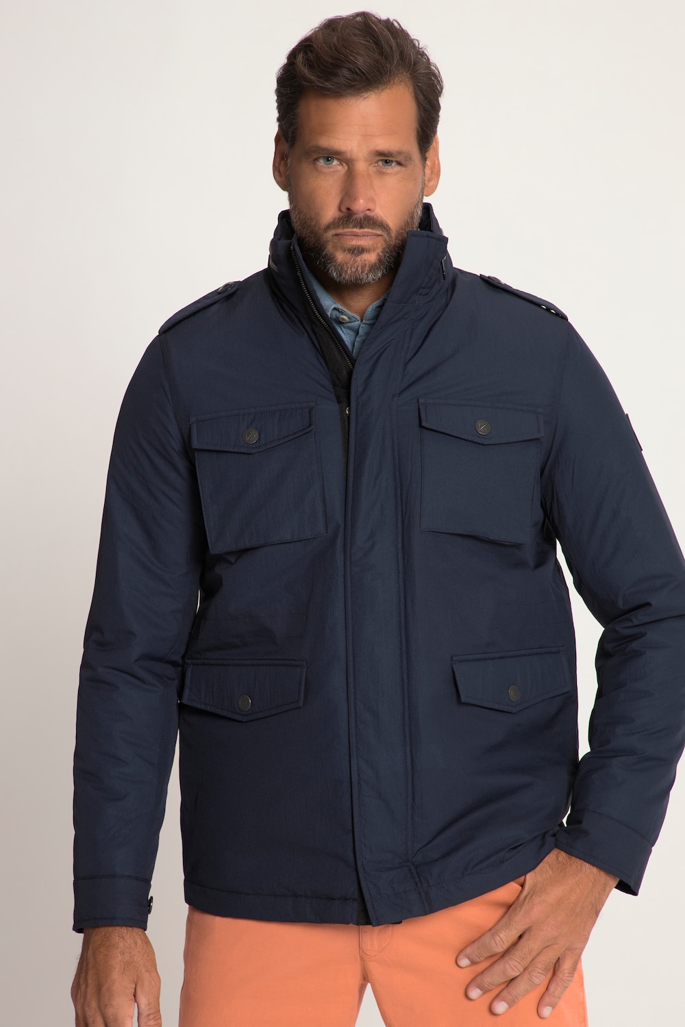 Große Größen Fieldjacket, Herren, blau, Größe: 6XL, Polyester/Synthetische Fasern, JP1880 von JP1880