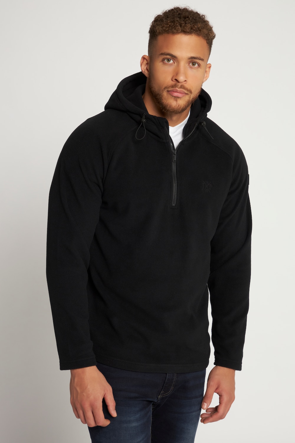 Große Größen Fleece-Hoodie, Herren, schwarz, Größe: XXL, Polyester, JP1880 von JP1880