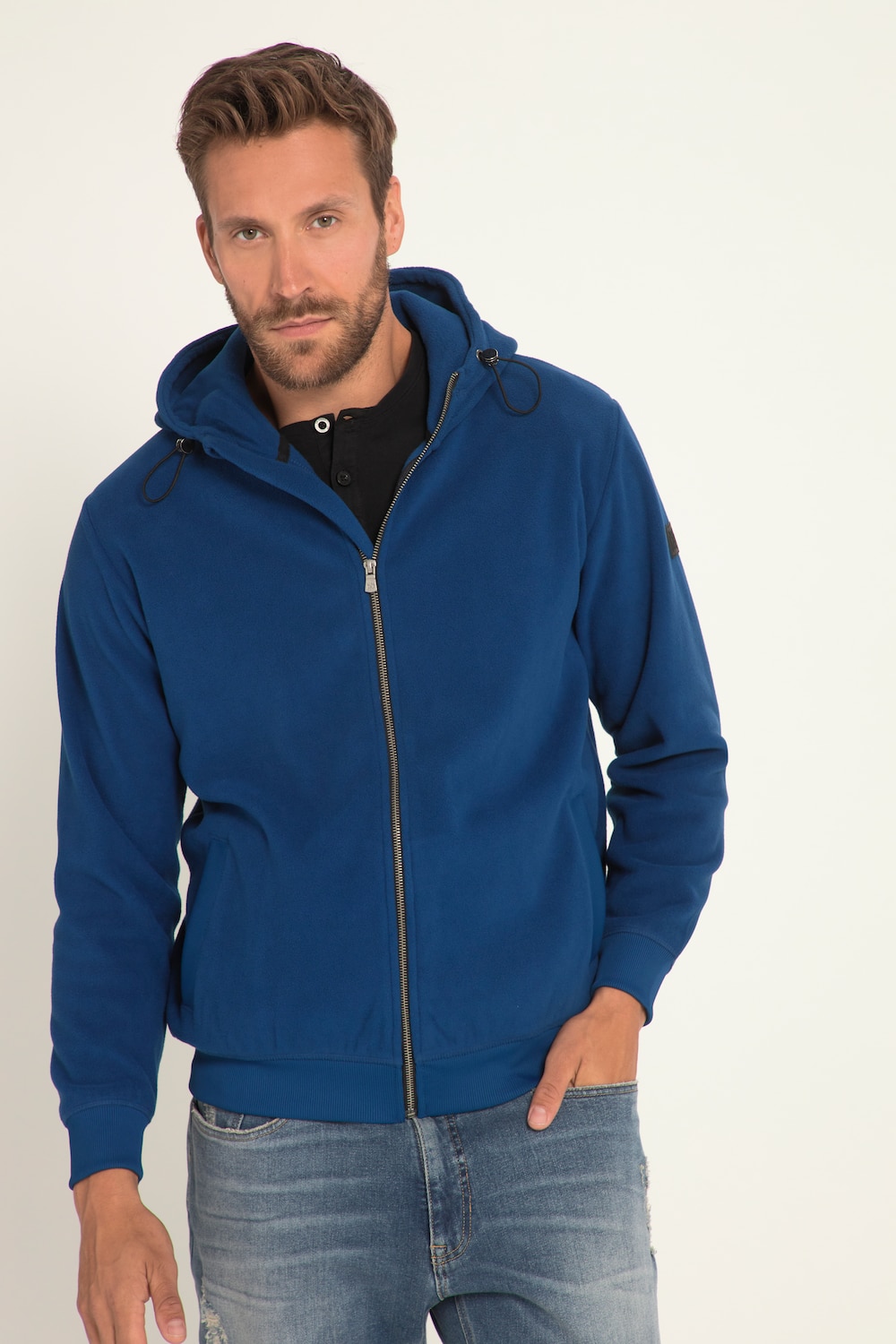 Große Größen Fleece-Hoodiejacke, Herren, blau, Größe: 5XL, Polyester, JP1880 von JP1880