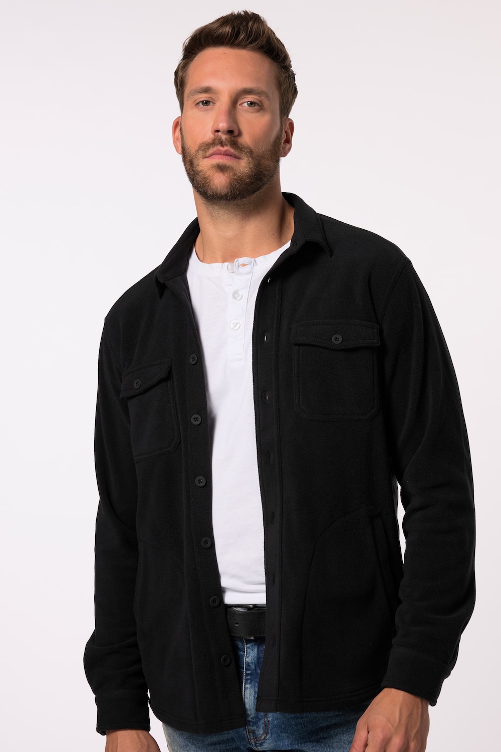 Große Größen Fleece-Overshirt, Herren, schwarz, Größe: 2XT, Polyester, JP1880 Große Größen Fleece-Overshirt, Herren, schwarz, Größe: 2XT, Polyester, JP1880 von JP1880