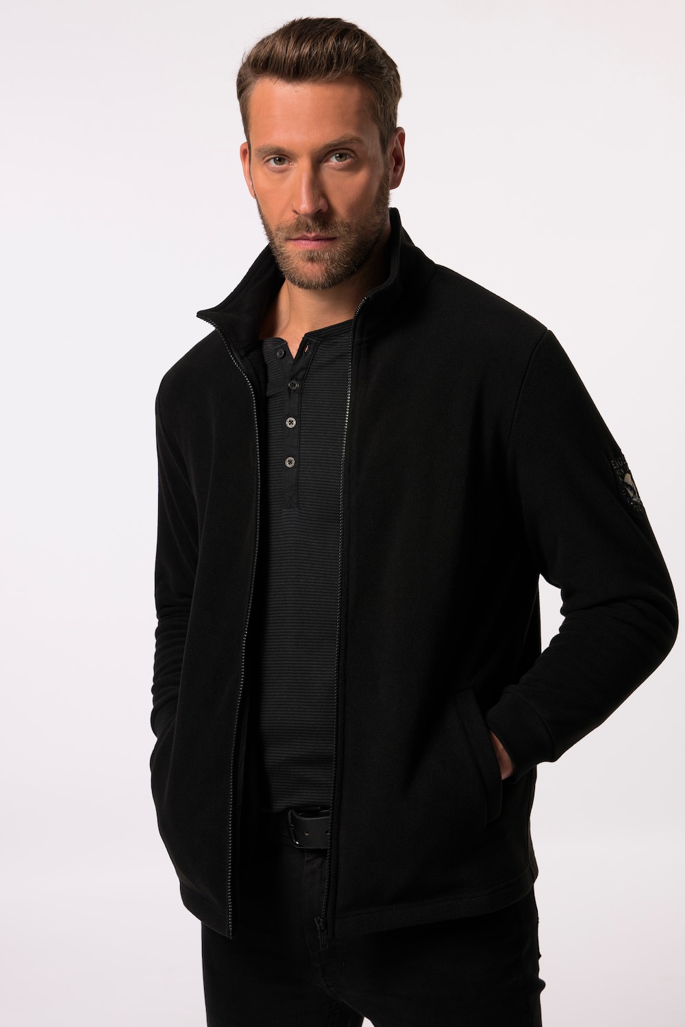 Große Größen Fleecejacke, Herren, schwarz, Größe: XXL, Polyester, JP1880 von JP1880