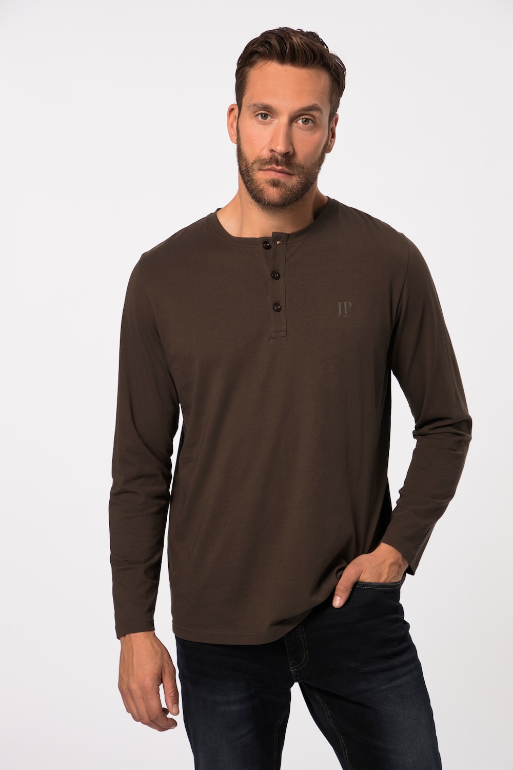 Große Größen Henley, Herren, braun, Größe: 6XL, Baumwolle, JP1880 von JP1880