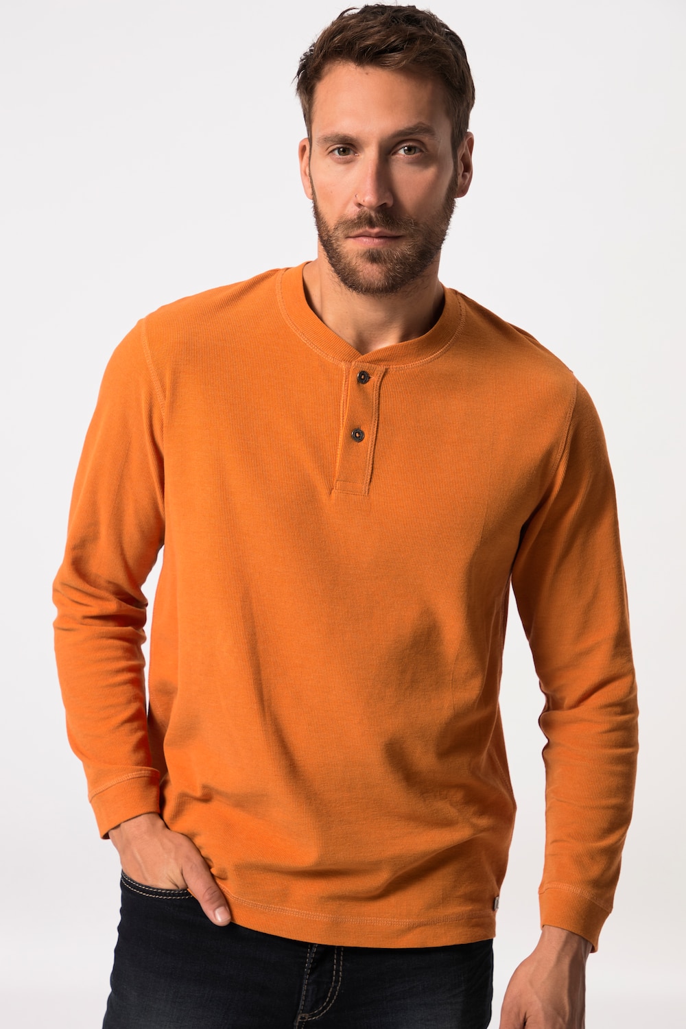 Große Größen Henley, Herren, orange, Größe: 4XL, Baumwolle/Polyester, JP1880 von JP1880