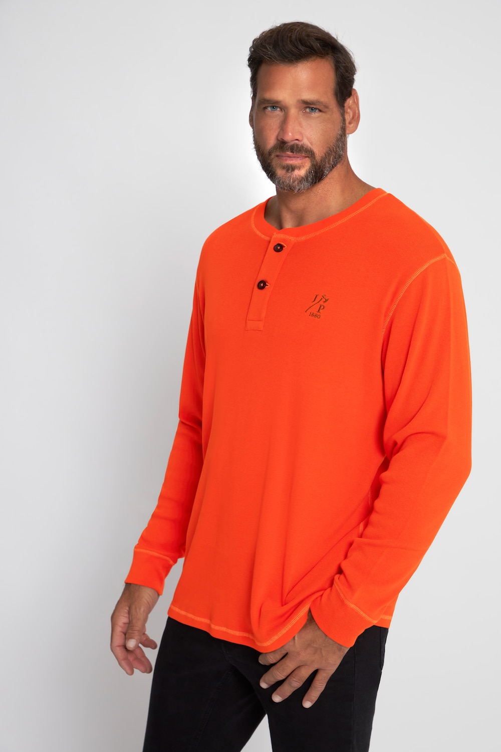 Große Größen Henley, Herren, orange, Größe: 5XL, Baumwolle, JP1880 von JP1880