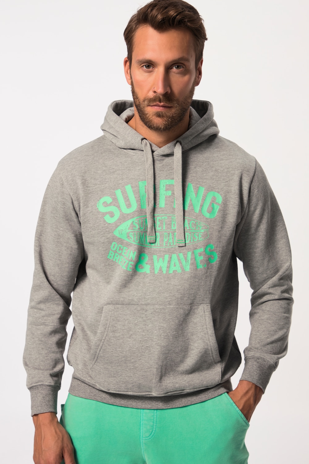 Große Größen Hoodie, Herren, grau, Größe: 3XL, Baumwolle/Viskose, JP1880 von JP1880