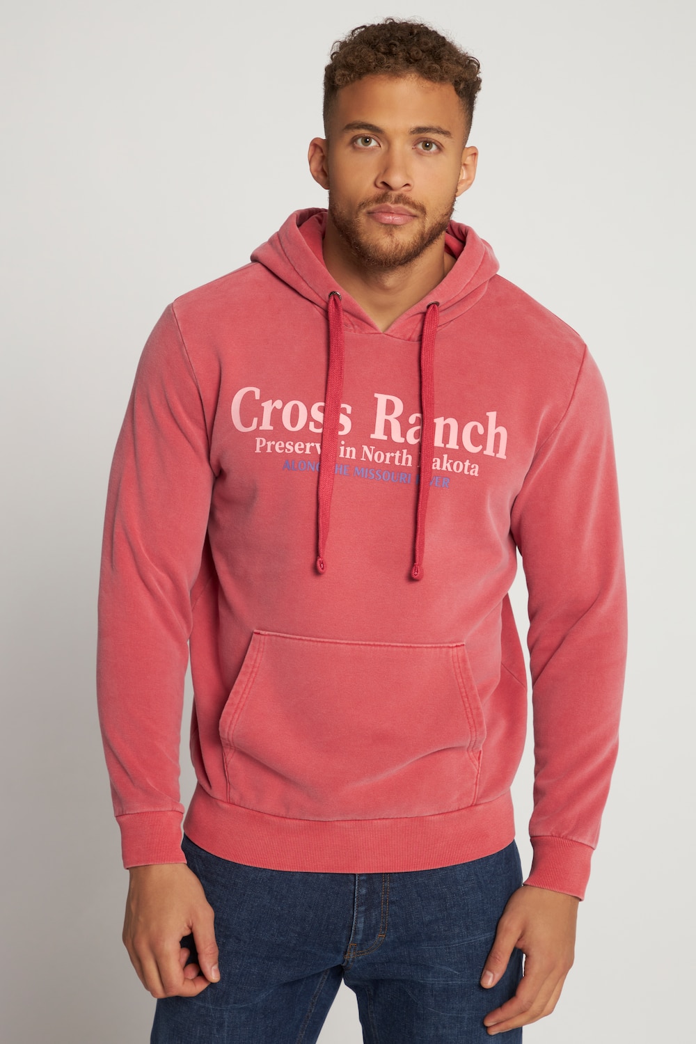 Große Größen Hoodie, Herren, rot, Größe: 2XT, Baumwolle, JP1880 von JP1880