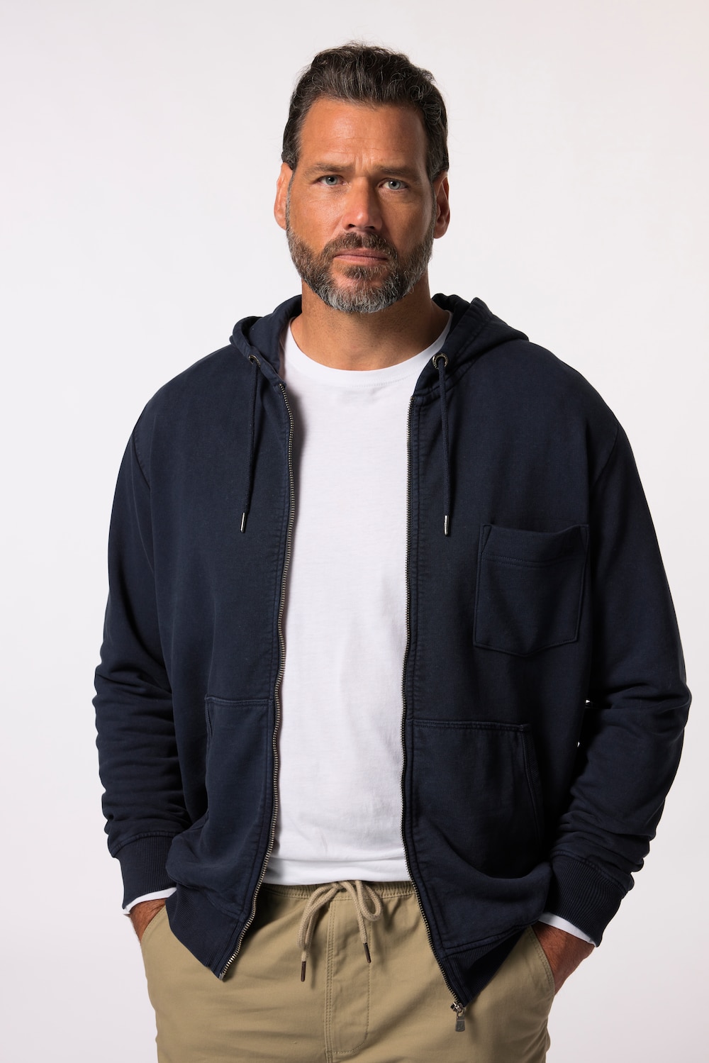 Große Größen Hoodie-Jacke, Herren, blau, Größe: 3XL, Baumwolle, JP1880 von JP1880