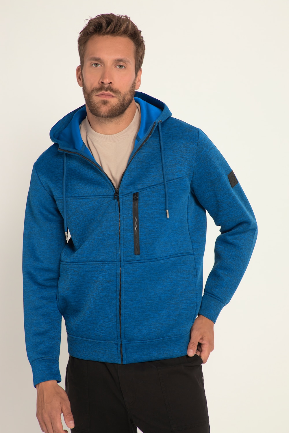 Große Größen Hoodiejacke, Herren, blau, Größe: 4XL, Polyester, JP1880 von JP1880