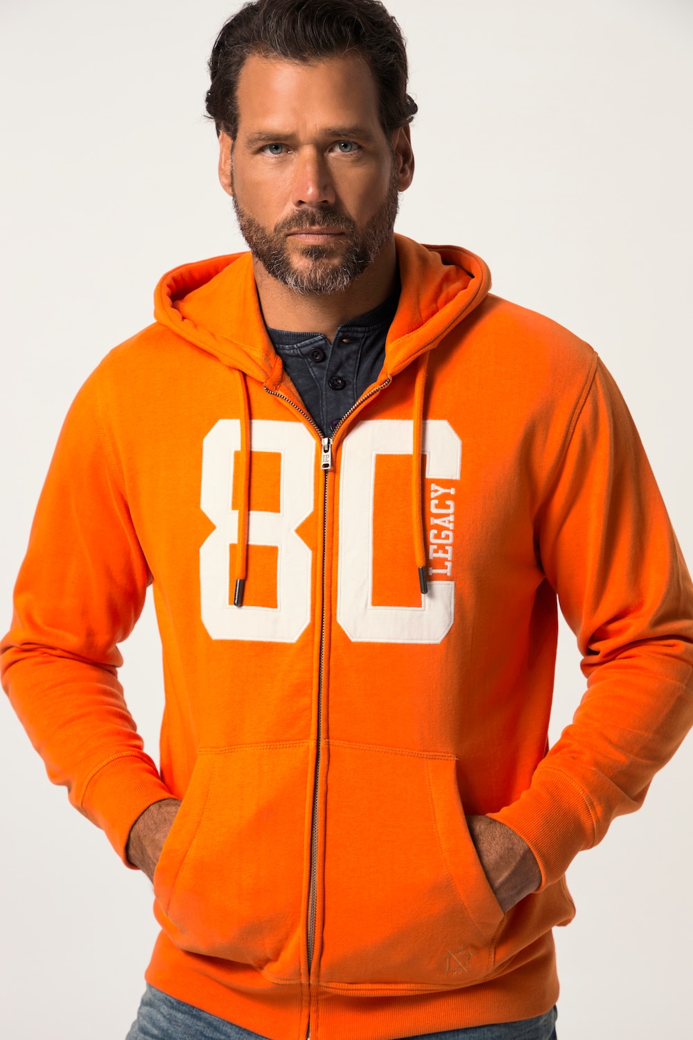 Große Größen Hoodiejacke, Herren, orange, Größe: 5XL, Baumwolle/Polyester, JP1880 von JP1880