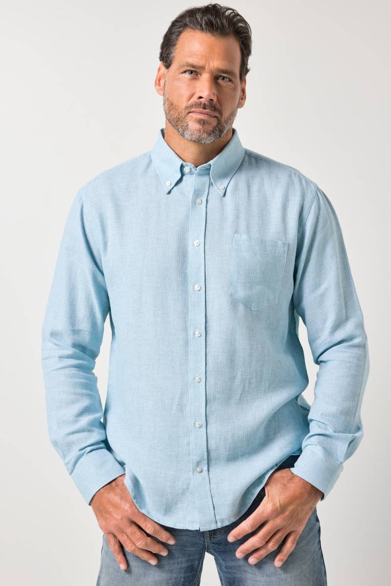 Große Größen JP1880 Hemd, Herren, blau, Größe: 5XL, Leinen/Baumwolle, JP1880 von JP1880