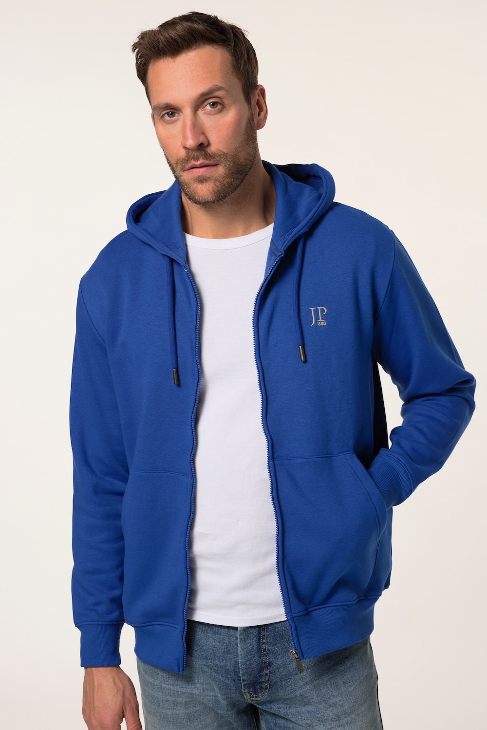 Große Größen JP1880 Hoodiejacke, Herren, blau, Größe: XXL, Baumwolle/Polyester, JP1880 von JP1880