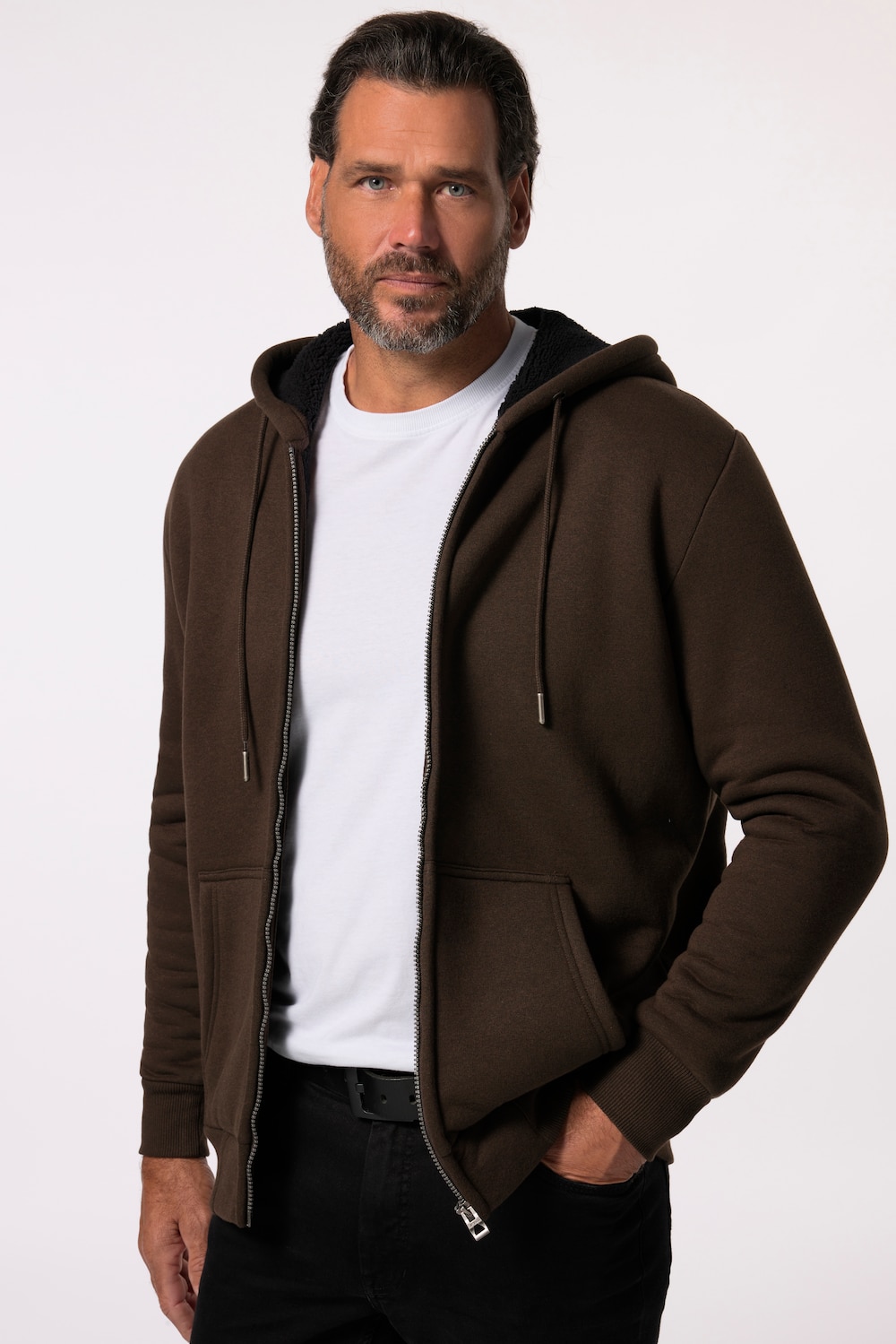 Große Größen JP1880 Hoodiejacke, Herren, braun, Größe: XLT, Polyester/Baumwolle, JP1880 von JP1880