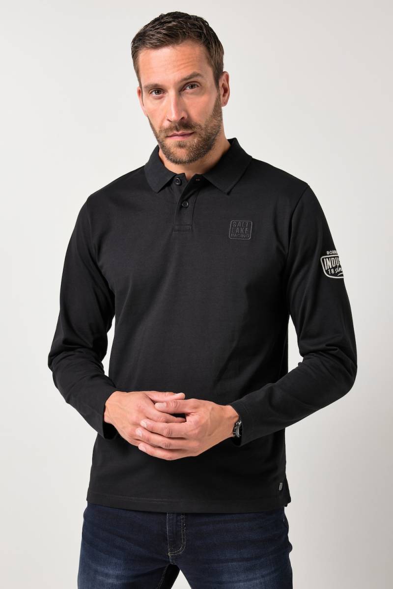 Große Größen JP1880 Langarm-Poloshirt, Herren, schwarz, Größe: 3XL, Baumwolle, JP1880 von JP1880