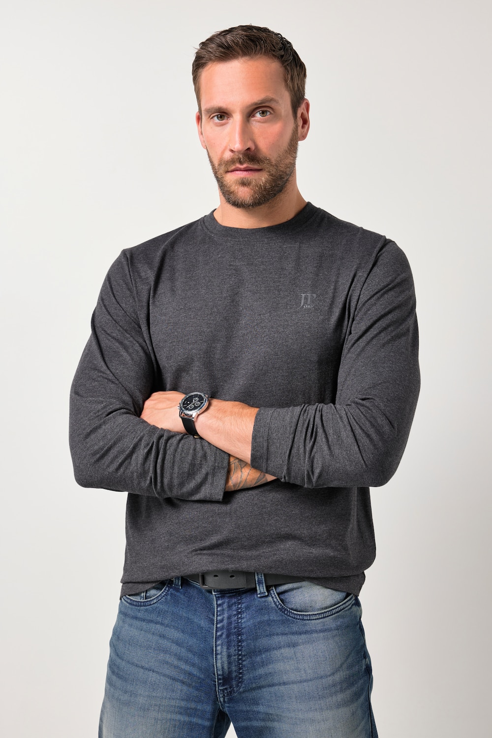 Große Größen JP1880 Langarmshirt, Herren, schwarz, Größe: 3XL, Baumwolle/Polyester, JP1880 von JP1880