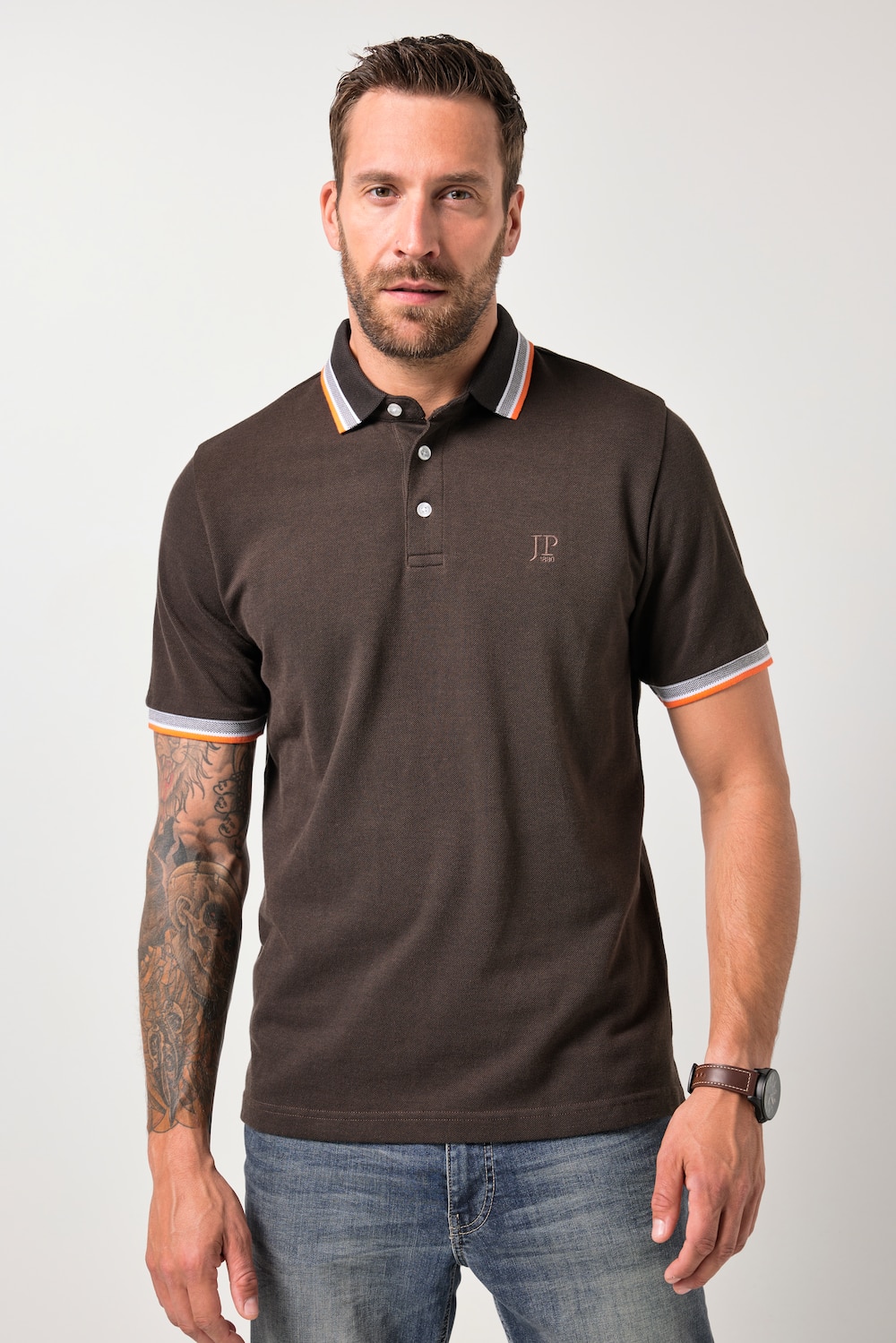 Große Größen JP1880 Poloshirt, Herren, braun, Größe: 5XL, Baumwolle, JP1880 von JP1880