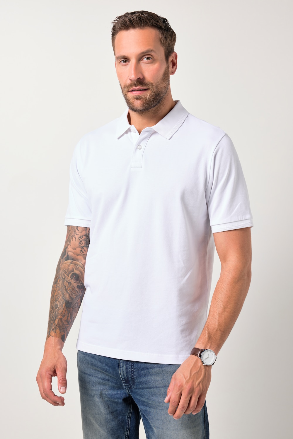Große Größen JP1880 Poloshirt FLEXNAMIC®, Herren, weiß, Größe: XL, Baumwolle, JP1880 von JP1880