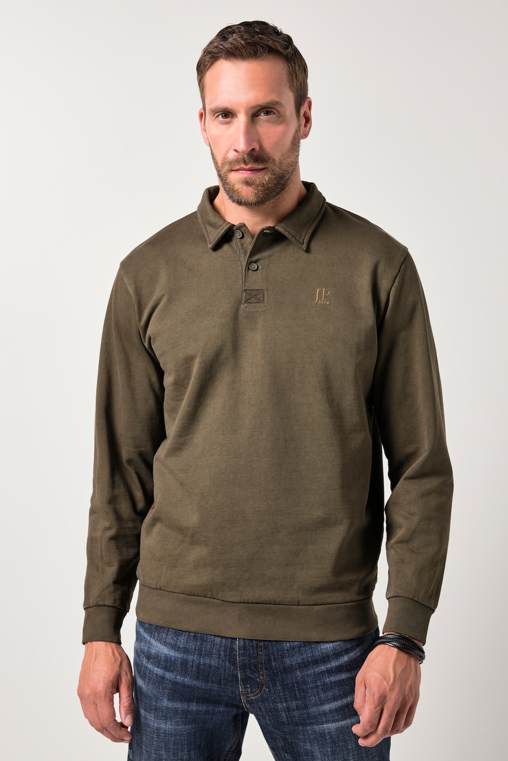 Große Größen JP1880 Rugby-Sweater, Herren, braun, Größe: L, Baumwolle, JP1880 von JP1880