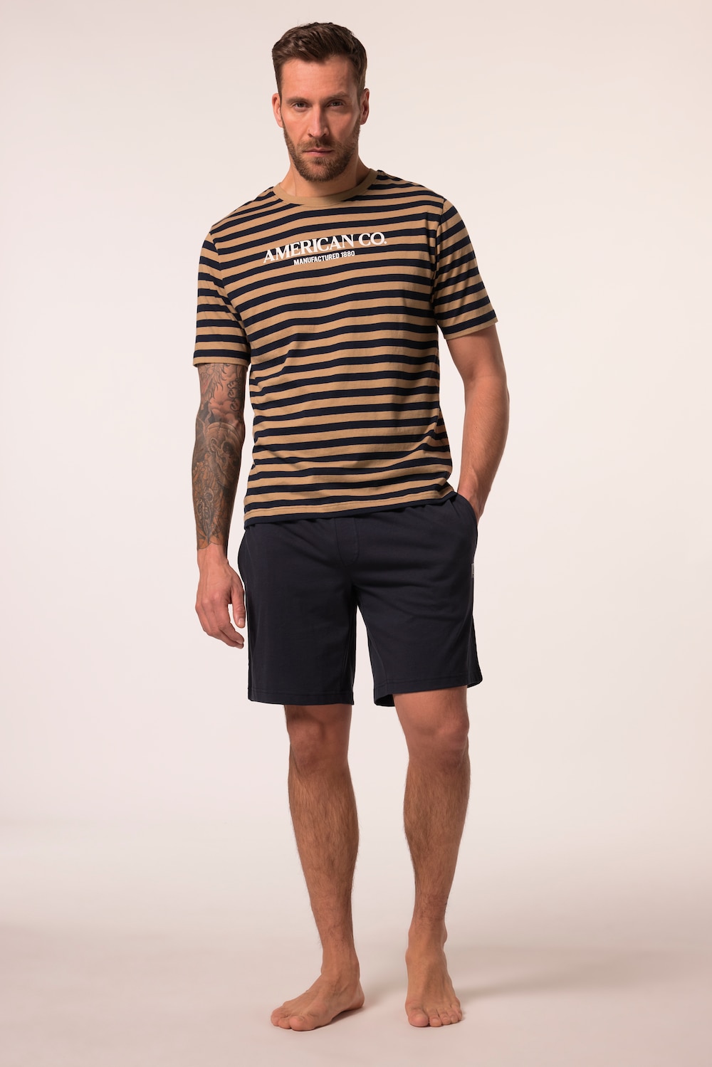 Große Größen JP1880 Schlafanzug, Herren, braun, Größe: XL, Baumwolle, JP1880 von JP1880