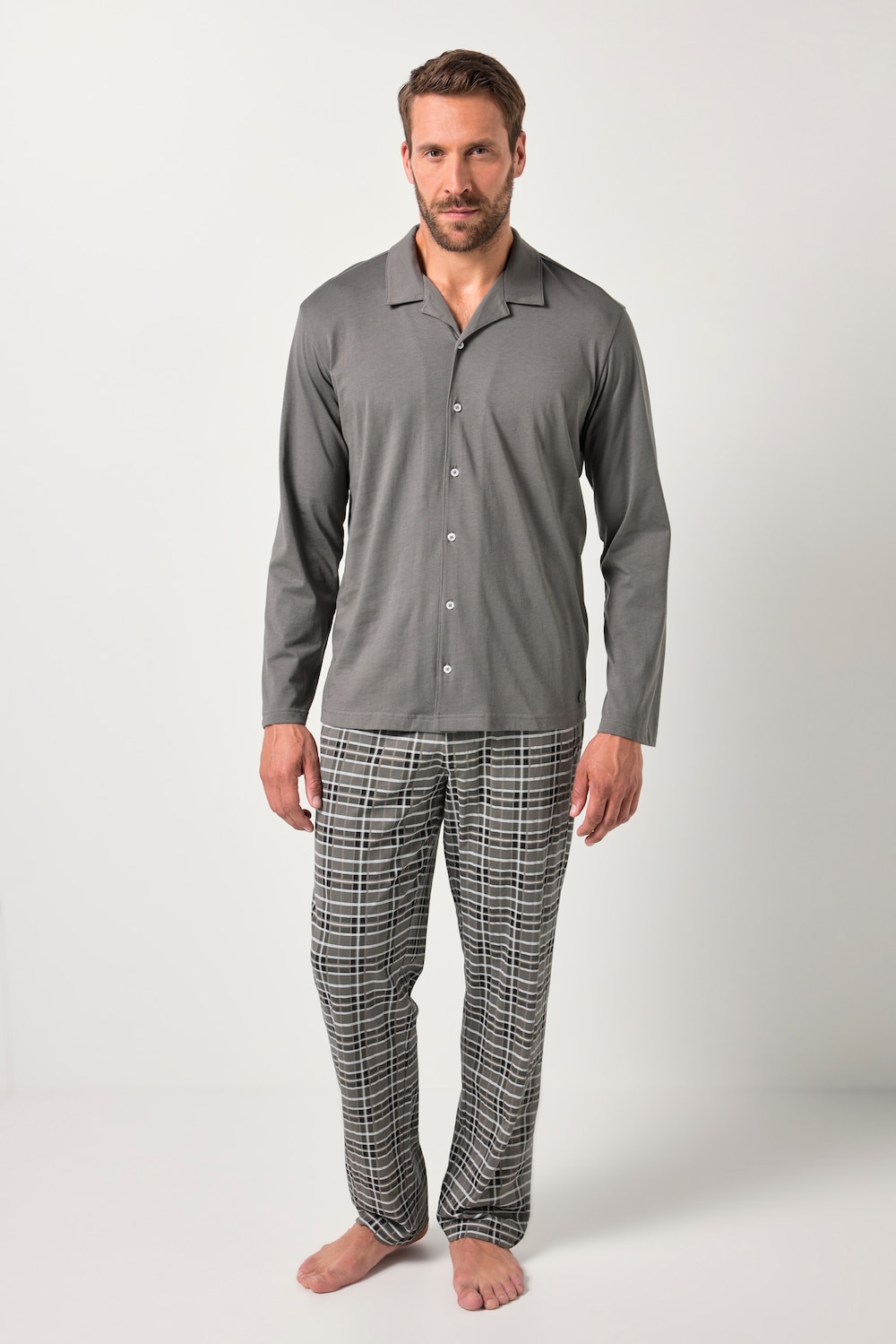 Große Größen JP1880 Schlafanzug, Herren, grau, Größe: 4XL, Baumwolle, JP1880 von JP1880