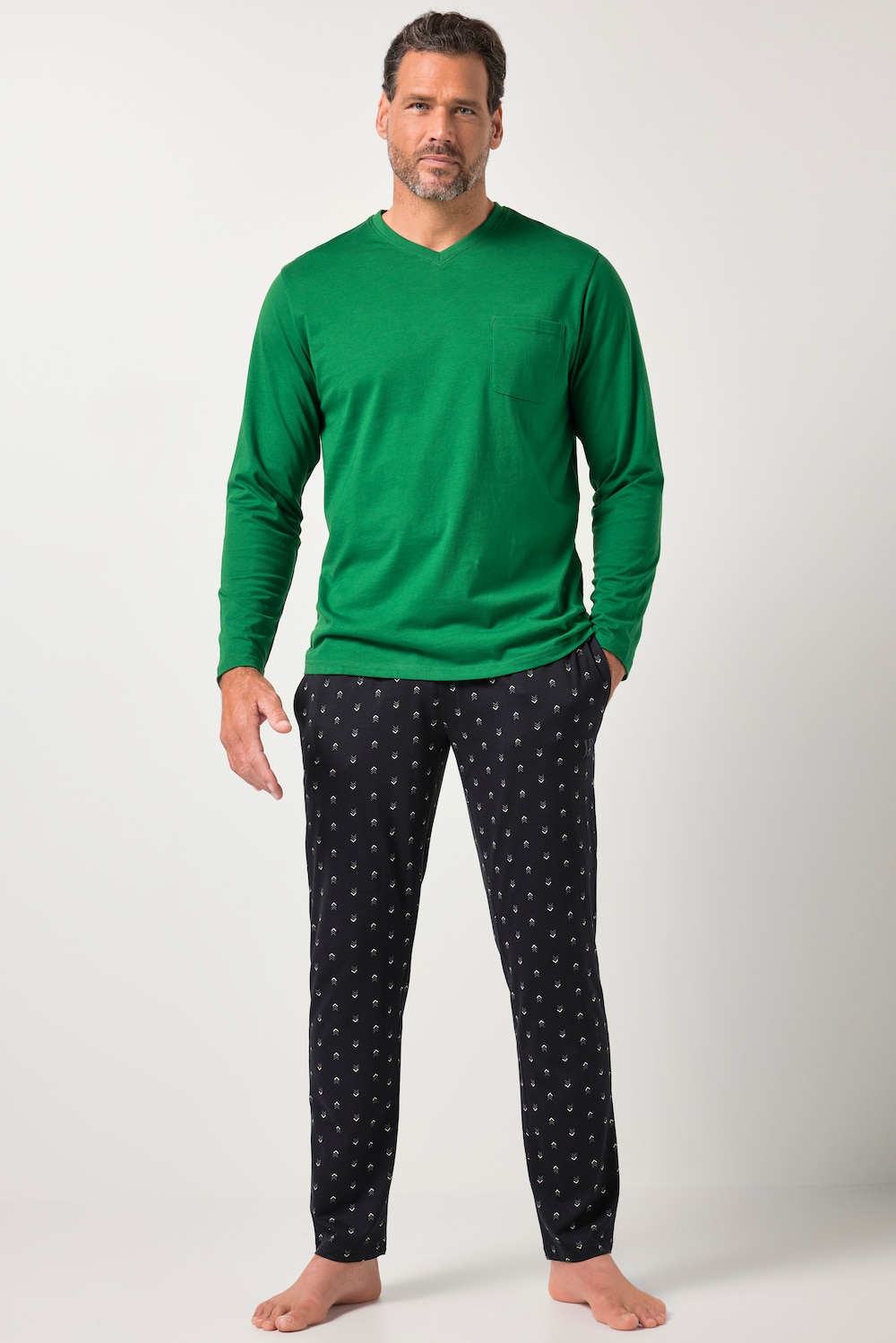 Große Größen JP1880 Schlafanzug, Herren, grün, Größe: L, Baumwolle, JP1880 von JP1880
