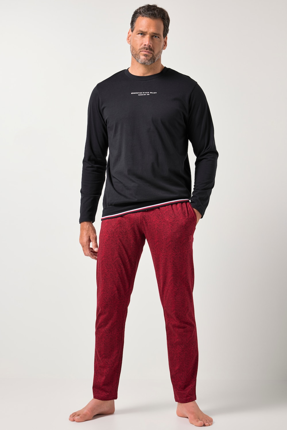 Große Größen JP1880 Schlafanzug, Herren, rot, Größe: 8XL, Baumwolle, JP1880 von JP1880